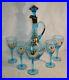 Vintage-Romanian-Handpainted-Blue-Glass-Decanter-and-Glass-Set-01-ydgp