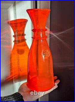 Vintage Rossini EMPOLI Italian Art Glass Wine Carafe Bottle Medallion Amberina