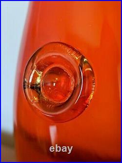 Vintage Rossini EMPOLI Italian Art Glass Wine Carafe Bottle Medallion Amberina