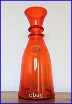 Vintage Rossini EMPOLI Italian Art Glass Wine Carafe Bottle Medallion Amberina