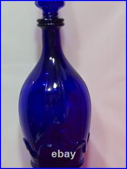 Vintage Rossini Empoli Cobalt Blue Glass Genie Decanter Italy 19.5 withSTOPPER