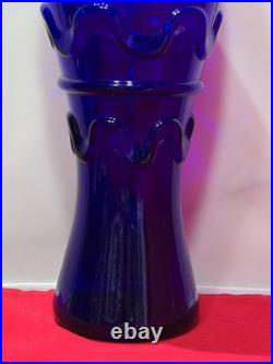 Vintage Rossini Empoli Cobalt Blue Glass Genie Decanter Italy 19.5 withSTOPPER
