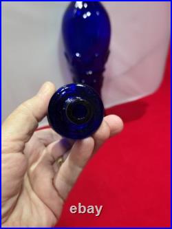 Vintage Rossini Empoli Cobalt Blue Glass Genie Decanter Italy 19.5 withSTOPPER