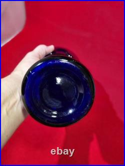 Vintage Rossini Empoli Cobalt Blue Glass Genie Decanter Italy 19.5 withSTOPPER