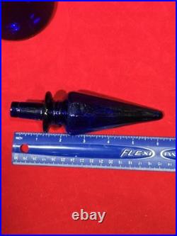 Vintage Rossini Empoli Cobalt Blue Glass Genie Decanter Italy 19.5 withSTOPPER