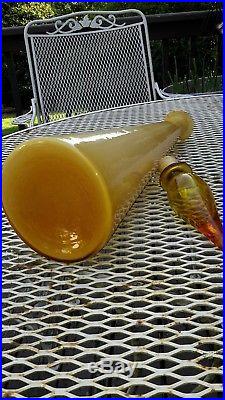 Vintage Rossini Empoli Italian Genie Bottle Yellow Art Glass 23 1/2 Decanter