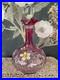 Vintage-Rubina-Art-Glass-Decanter-Enamel-Floral-Thumbprint-with-Stopper-11-5-8-01-yc