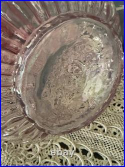 Vintage Rubina Art Glass Decanter Enamel Floral Thumbprint with Stopper 11 5/8