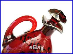 Vintage Ruby Red Glass Scotch Decanter Stopper Silver Overlay Hunting Scene