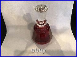 Vintage Ruby Red Heavy Crystal Decanter With Stopper Paneled Stunning 6 1/4 H