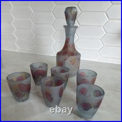 Vintage Rueven nouveau decanter and glass set