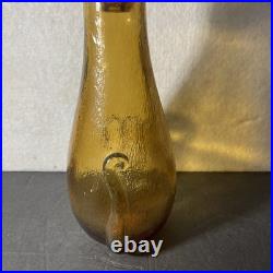 Vintage Ruffino Empoli Cat Decanter Bottle Amber gold 1960s MCM Italian Glass
