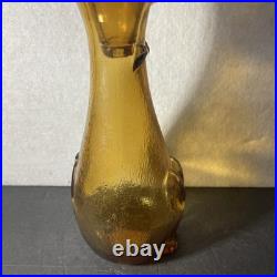 Vintage Ruffino Empoli Cat Decanter Bottle Amber gold 1960s MCM Italian Glass