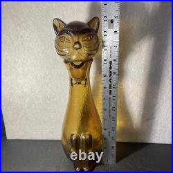 Vintage Ruffino Empoli Cat Decanter Bottle Amber gold 1960s MCM Italian Glass