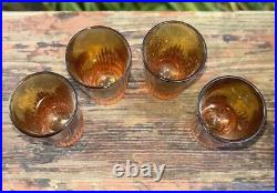 Vintage S. SPER BIJOU 2 Decanters W Shot Amber Glass Castle Hidden Bar Set