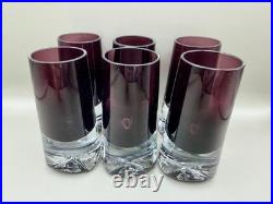 Vintage Scandinavian Amethyst Sommerso Glass Decanter Set 6 Shot Glasses