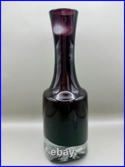 Vintage Scandinavian Amethyst Sommerso Glass Decanter Set 6 Shot Glasses