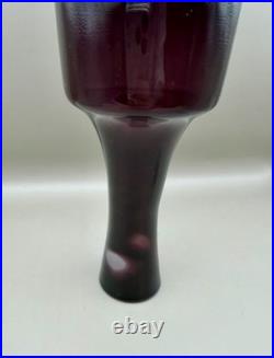 Vintage Scandinavian Amethyst Sommerso Glass Decanter Set 6 Shot Glasses