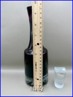 Vintage Scandinavian Amethyst Sommerso Glass Decanter Set 6 Shot Glasses