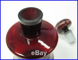 Vintage Set 6 Liqueur Cups Decanter Red Ruby Crystal Hand Cut