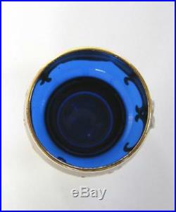 Vintage Set 7 Liqueur Cup Decant Czech Bohemian Cobalt Blue Handmade Crystal