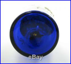 Vintage Set 7 Liqueur Cup Decant Czech Bohemian Cobalt Blue Handmade Crystal