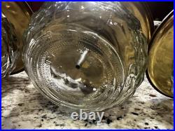 Vintage Set Of 3 Mid Century Park Sherman glass and brass liquor pump decanter