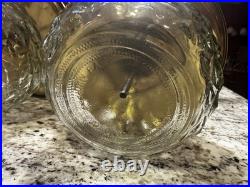 Vintage Set Of 3 Mid Century Park Sherman glass and brass liquor pump decanter