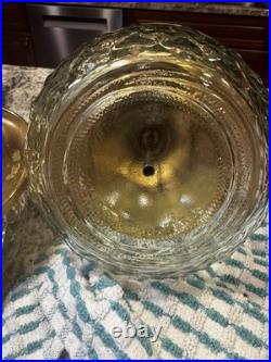 Vintage Set Of 3 Mid Century Park Sherman glass and brass liquor pump decanter