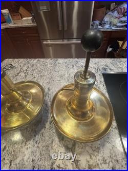 Vintage Set Of 3 Mid Century Park Sherman glass and brass liquor pump decanter