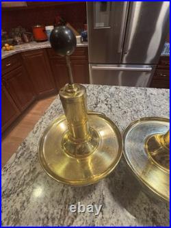 Vintage Set Of 3 Mid Century Park Sherman glass and brass liquor pump decanter