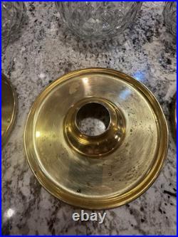 Vintage Set Of 3 Mid Century Park Sherman glass and brass liquor pump decanter