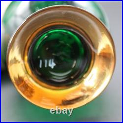 Vintage Seyei Emerald Green and Gold Cordial Decanter and Glasses Floral MCM