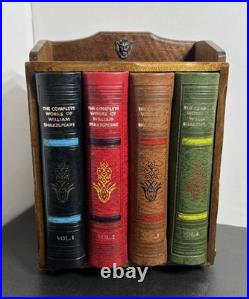 Vintage Shakespeare Fake Faux Book Wood Decanter Box Shot Glass Set Office Decor