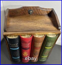 Vintage Shakespeare Fake Faux Book Wood Decanter Box Shot Glass Set Office Decor