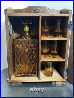 Vintage Shakespeare Fake Faux Book Wood Decanter Box Shot Glass Set Office Decor