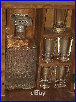 Vintage Shakespeare Hidden Compartment Decanter Set 5 Glass in Book-backed Case