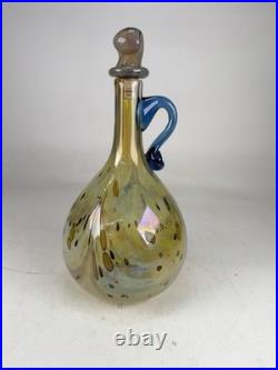 Vintage Signed Aaron Slater Hand Blown Art Glass Cruet Decanter W Stoper Pitcher