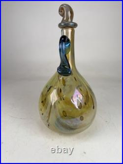 Vintage Signed Aaron Slater Hand Blown Art Glass Cruet Decanter W Stoper Pitcher