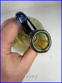 Vintage Signed Aaron Slater Hand Blown Art Glass Cruet Decanter W Stoper Pitcher