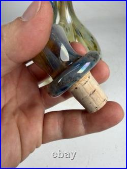 Vintage Signed Aaron Slater Hand Blown Art Glass Cruet Decanter W Stoper Pitcher