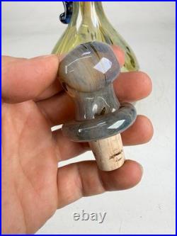 Vintage Signed Aaron Slater Hand Blown Art Glass Cruet Decanter W Stoper Pitcher