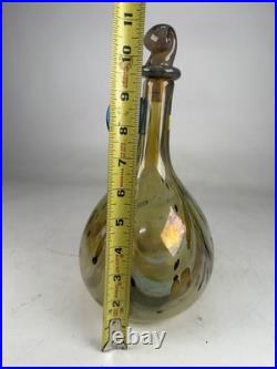 Vintage Signed Aaron Slater Hand Blown Art Glass Cruet Decanter W Stoper Pitcher Vintage Signed Aaron Slater Hand Blown Art Glass Cruet Decanter W Stoper Pitcher