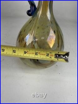 Vintage Signed Aaron Slater Hand Blown Art Glass Cruet Decanter W Stoper Pitcher Vintage Signed Aaron Slater Hand Blown Art Glass Cruet Decanter W Stoper Pitcher