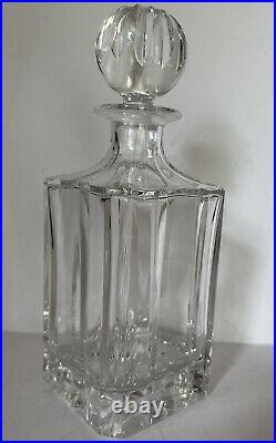 Vintage Signed Block Cut Crystal Decanter with Stopper