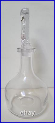 Vintage Signed Erik Hoglund Clear Glass Decanter with Face Stopper Swedish 10