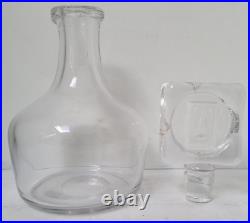 Vintage Signed Erik Hoglund Swedish 11 Clear Glass Decanter with Face Stopper