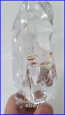 Vintage Signed Erik Hoglund Swedish 11 Clear Glass Decanter with Face Stopper