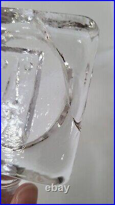 Vintage Signed Erik Hoglund Swedish 11 Clear Glass Decanter with Face Stopper