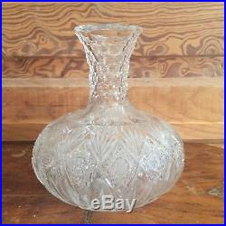 Vintage Signed Hawkes American Brilliant Cut Glass Decanter Wine Carafe